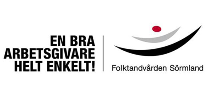 Folktandvårdens logotyp tillsammans med texten en bra arbetsgivare helt enkelt!